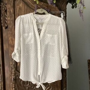 Candie's White and Black Polka Dot Blouse